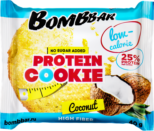 Печенье низкокалорийное протеиновое BOMBBAR Кокос, 40г, изображение