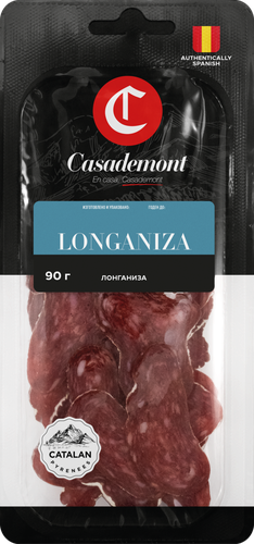 Колбаса сыровяленая CASADEMONT Longaniza, нарезка, 90г, изображение