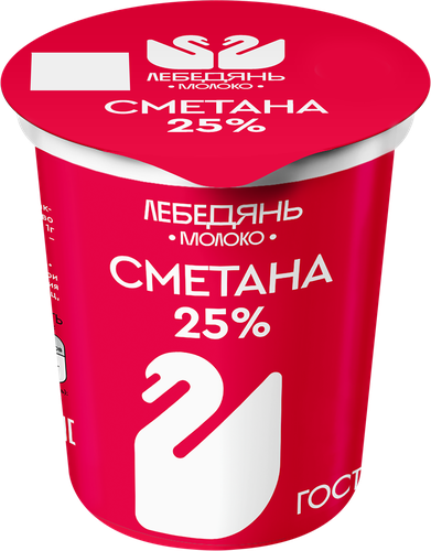 Сметана ЛЕБЕДЯНЬМОЛОКО 25%, без змж, 300г, фотография