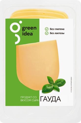 Продукт пищевой на основе крахмала GREEN IDEA со вкусом сыра Гауда 24%, нарезка, 150г, фото
