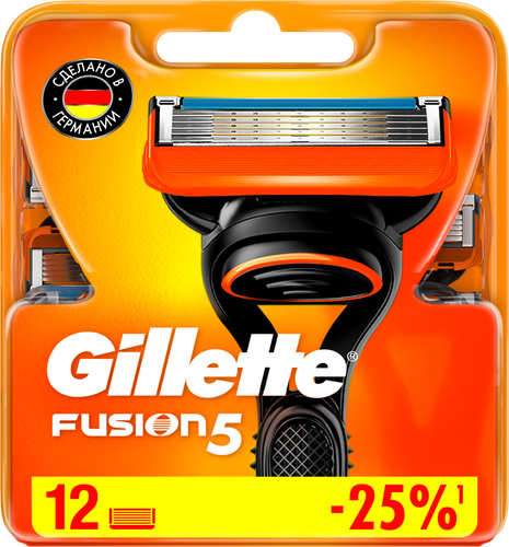 Кассеты сменные для бритья GILLETTE Fusion5, 12шт, фотография
