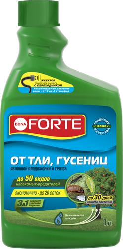 Инсектицид от тли, гусениц и других насекомых BONA FORTE концентрат, дополнительный флакон, Арт. BF21070051, 1л, фото