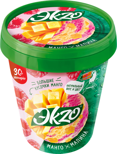 Мороженое ЭKZO Манго-малина молочное без змж, ведро, 520г, вид