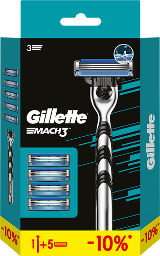 Станок для бритья GILLETTE MACH3 с 4 сменными кассетами, детальное фото