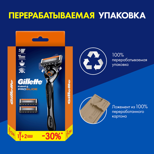 Станок для бритья GILLETTE Fusion ProGlide Flexball, с 2 сменными кассетами, изображение