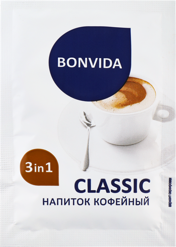 Напиток кофейный растворимый BONVIDA Classic 3в1, 50пак, вид