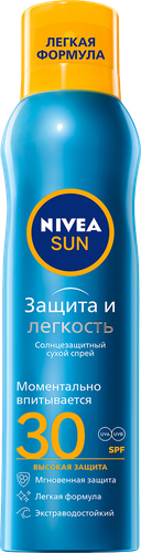Спрей сухой солнцезащитный NIVEA Sun Защита и легкость SPF30, 200мл, детальное фото