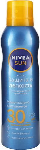 Спрей сухой солнцезащитный NIVEA Sun Защита и легкость SPF30, 200мл, фото