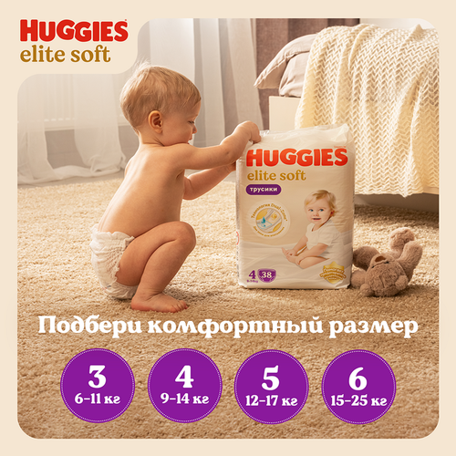 Подгузники-трусики HUGGIES Elite Soft 6 15–25кг, 32шт, вид