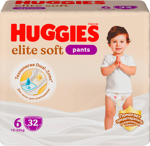 Подгузники-трусики HUGGIES Elite Soft 6 15–25кг, 32шт, картинка
