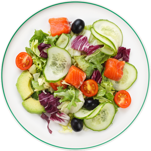 Салат Фреш с лососем ЛЕНТА FRESH, 200г, крупный план