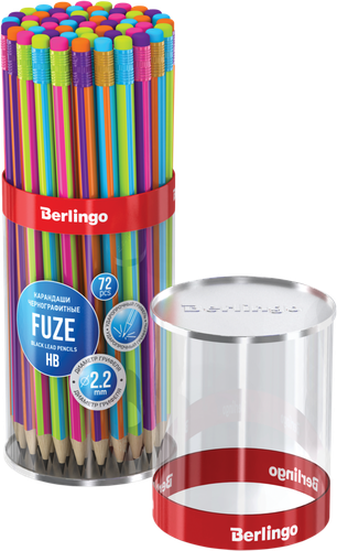 Карандаш чернографитный BERLINGO Fuze HB, трехгранный, заточенный, с ластиком, в ассортименте Арт. BP00865, изображение