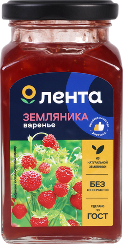 Варенье ЛЕНТА Земляника, 370г, крупный план