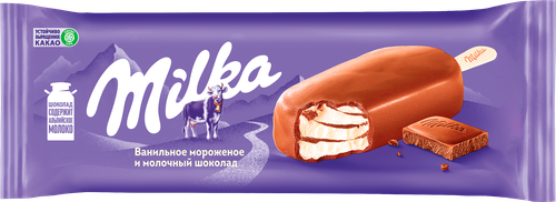 Мороженое MILKA Ванильное в молочном шоколаде, без змж, эскимо, 90мл, фото