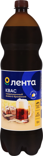 Квас ЛЕНТА Традиционный фильтрованный пастеризованный, 1.5л, изображение