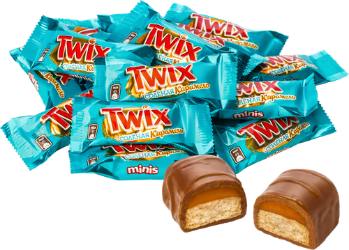 Печенье сахарное TWIX Minis Соленая карамель, покрытое молочным шоколадом, весовое, изображение
