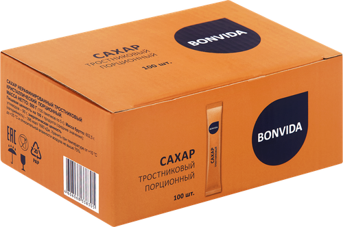 Сахар тростниковый BONVIDA кристаллический, 100х5г, вид