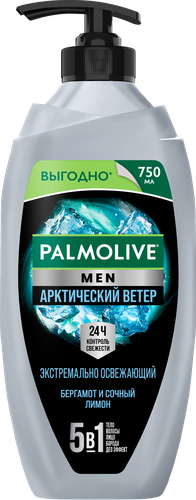 Гель-шампунь для душа мужской PALMOLIVE Men Арктический ветер 3в1, 750мл, изображение