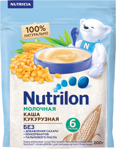 Каша кукурузная NUTRILON молочная, с 6 месяцев, 200г, фото
