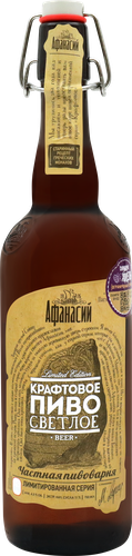 Пиво светлое АФАНАСИЙ Крафтовое пастеризованное, 4,5%, 0.75л, вид