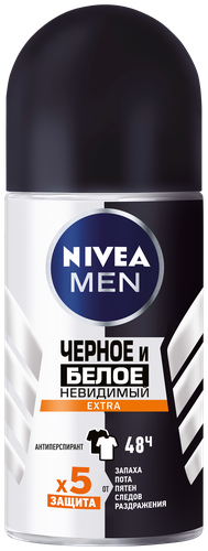 Антиперспирант роликовый мужской NIVEA Men Черное и Белое Невидимый Extra, 50мл, вид