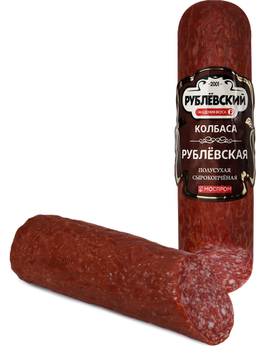Колбаса сырокопченая РУБЛЕВСКИЕ КОЛБАСЫ Рублевская полусухая, 270г, детальное фото