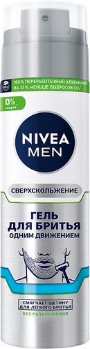 Гель для бритья NIVEA Men Одним движением, без спирта, для чувствительной кожи, 201мл, картинка