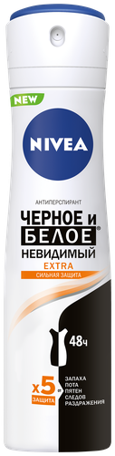 Антиперспирант-спрей женский NIVEA Черное и Белое Невидимый Extra, 150мл, фото