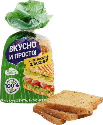 Хлеб злаковый КОЛОМЕНСКОЕ Тостовый, в нарезке, 250г, крупный план