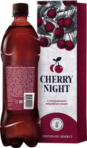 Напиток пивной CHERRY NIGHT с ароматом вишни фильтрованный пастеризованный 4,6%, 1л, картинка