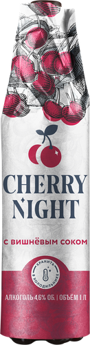 Напиток пивной CHERRY NIGHT с ароматом вишни фильтрованный пастеризованный 4,6%, 1л, крупный план