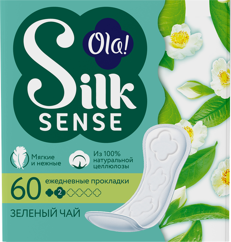 Прокладки ежедневные OLA! Silk Sense Daily Deo Зеленый чай, 60шт, детальное фото