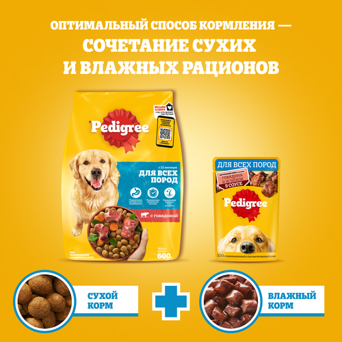 Корм консервированный для взрослых собак PEDIGREE с говядиной и ягненком в соусе, 85г, изображение
