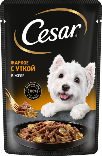 Корм влажный для взрослых собак CESAR жаркое с уткой в желе, 85г, картинка