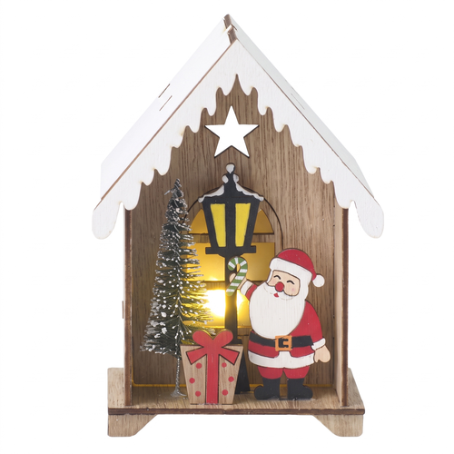 Фигура декоративная Homeclub лес, Композиция в домике, с LED-подсветкой, 16см, вид
