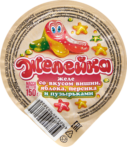 Желе ЖЕЛЕЙКА со вкусом вишни, яблока, персика и пузырьками, 150г, фото