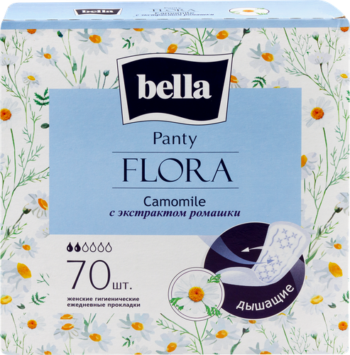 Прокладки ежедневные BELLA Panty Flora Camomile с экстрактом ромашки, 70шт, фото