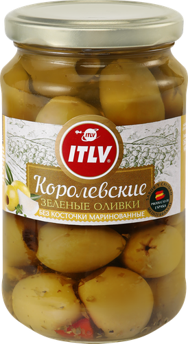 Оливки без косточки ITLV Королевские зеленые, 370г, вид