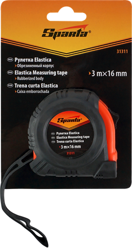 Рулетка SPARTA Elastica, 16мм, обрезиненный корпус Арт. 31311, 3м, крупный план