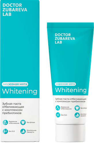 Зубная паста DR. ZUBAREVA Отбеливающая, 90г, детальное фото