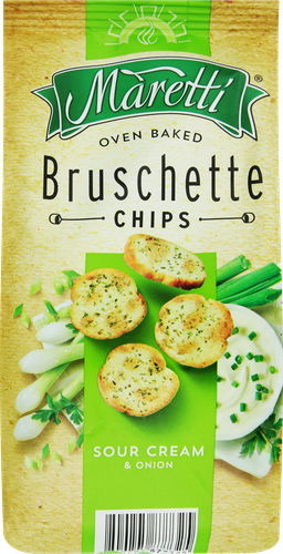Сухарики пшеничные MARETTI Bruschette со вкусом Сметана и лук, 70г, изображение
