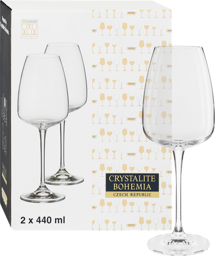 Набор бокалов для вина CRYSTALITE BOHEMIA Alizee 440мл Арт. 45875, 2шт, крупный план