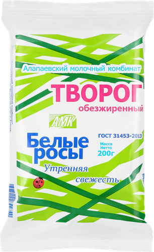 Творог БЕЛЫЕ РОСЫ обезжиренный, без змж, 200г, фотография