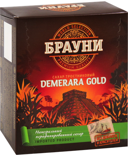 Сахар тростниковый БРАУНИ Dark demerara коричневый кусковой, 500г, фотография