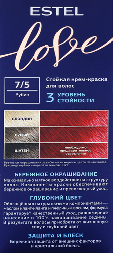 Крем-краска для волос ESTEL Love 7/5 Рубин, 115мл, детальное фото