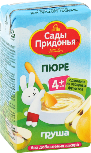 Пюре фруктовое САДЫ ПРИДОНЬЯ Груша, с 4 месяцев, 125г, вид