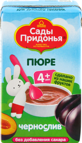 Пюре фруктовое САДЫ ПРИДОНЬЯ Чернослив, с 4 месяцев, 125г, крупный план