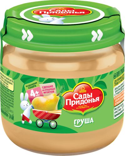 Пюре фруктовое САДЫ ПРИДОНЬЯ Груша, с 4 месяцев, 80г, вид