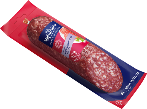 Колбаса сырокопченая ЧЕРКИЗОВО Бородинская Экстра со срезом, 200г, крупный план