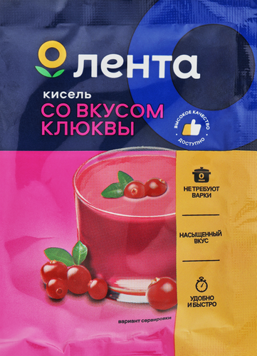 Кисель ЛЕНТА со вкусом клюквы, 30г, изображение